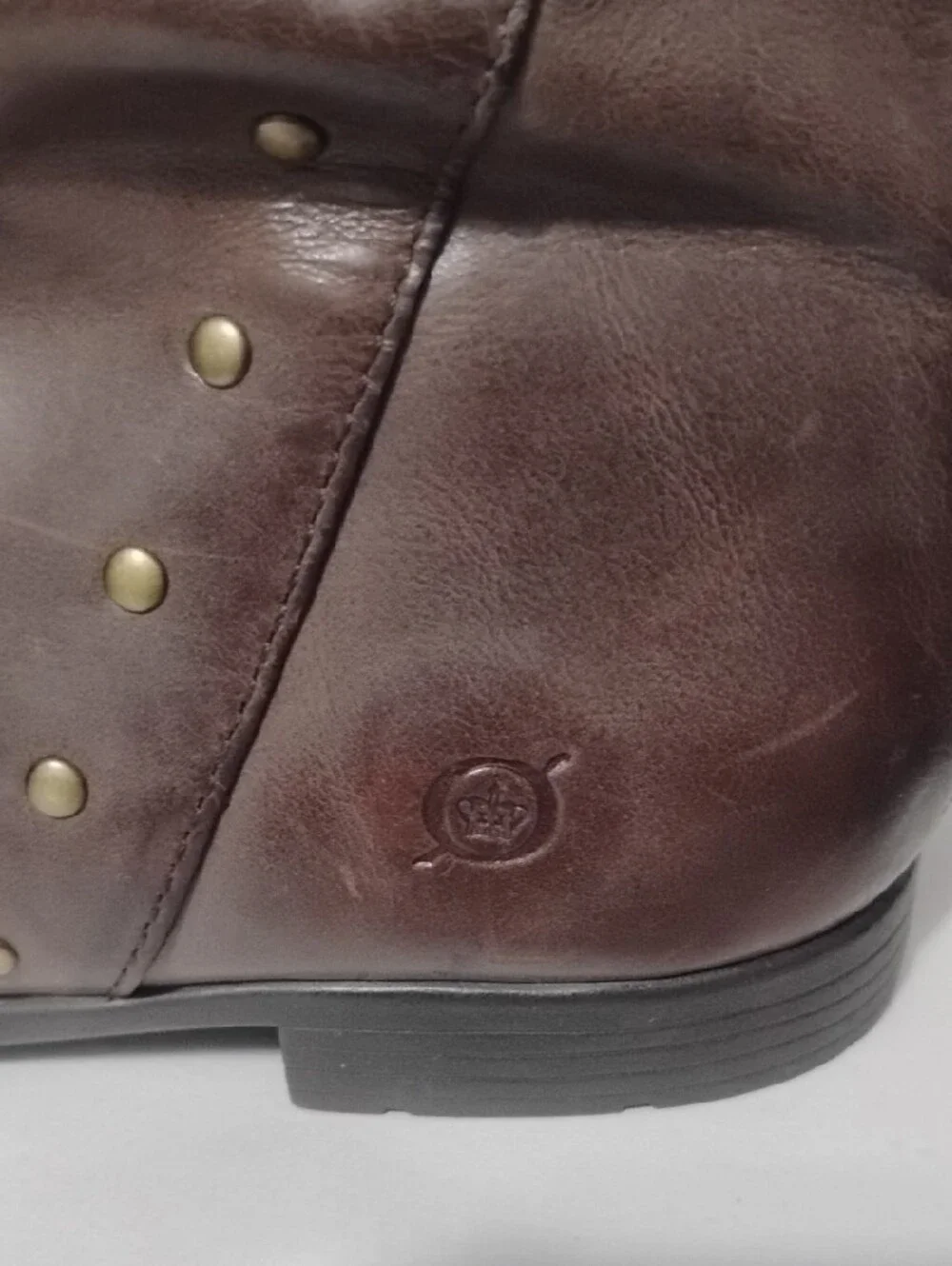 BORN Knee-high Leather Boots in (1) Brown and (1) Black Studded Riding Boot
